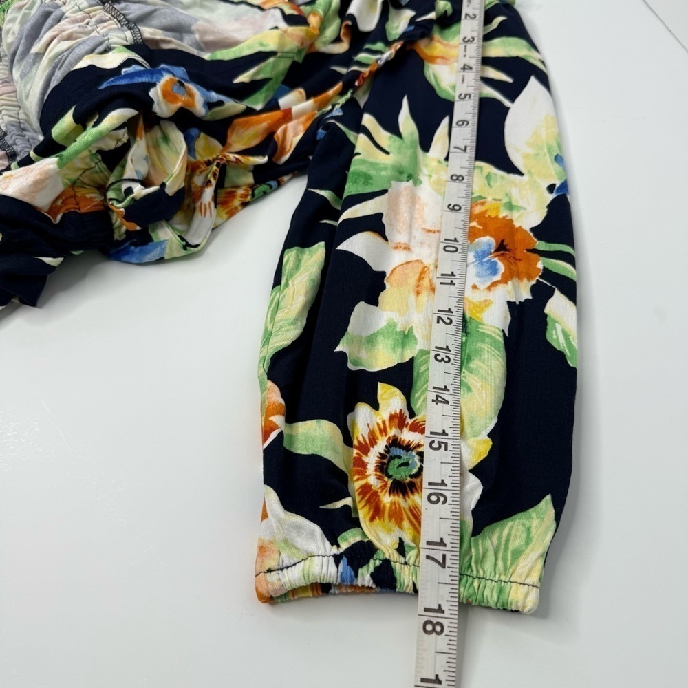 Lauren Ralph Lauren Floral Ruffles Belted Peplum 3/4 Sleeve Top NWT Size M - Picture 14 of 15